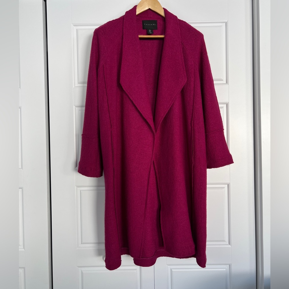 Tahari Fuchsia Knit jacket coat wrap